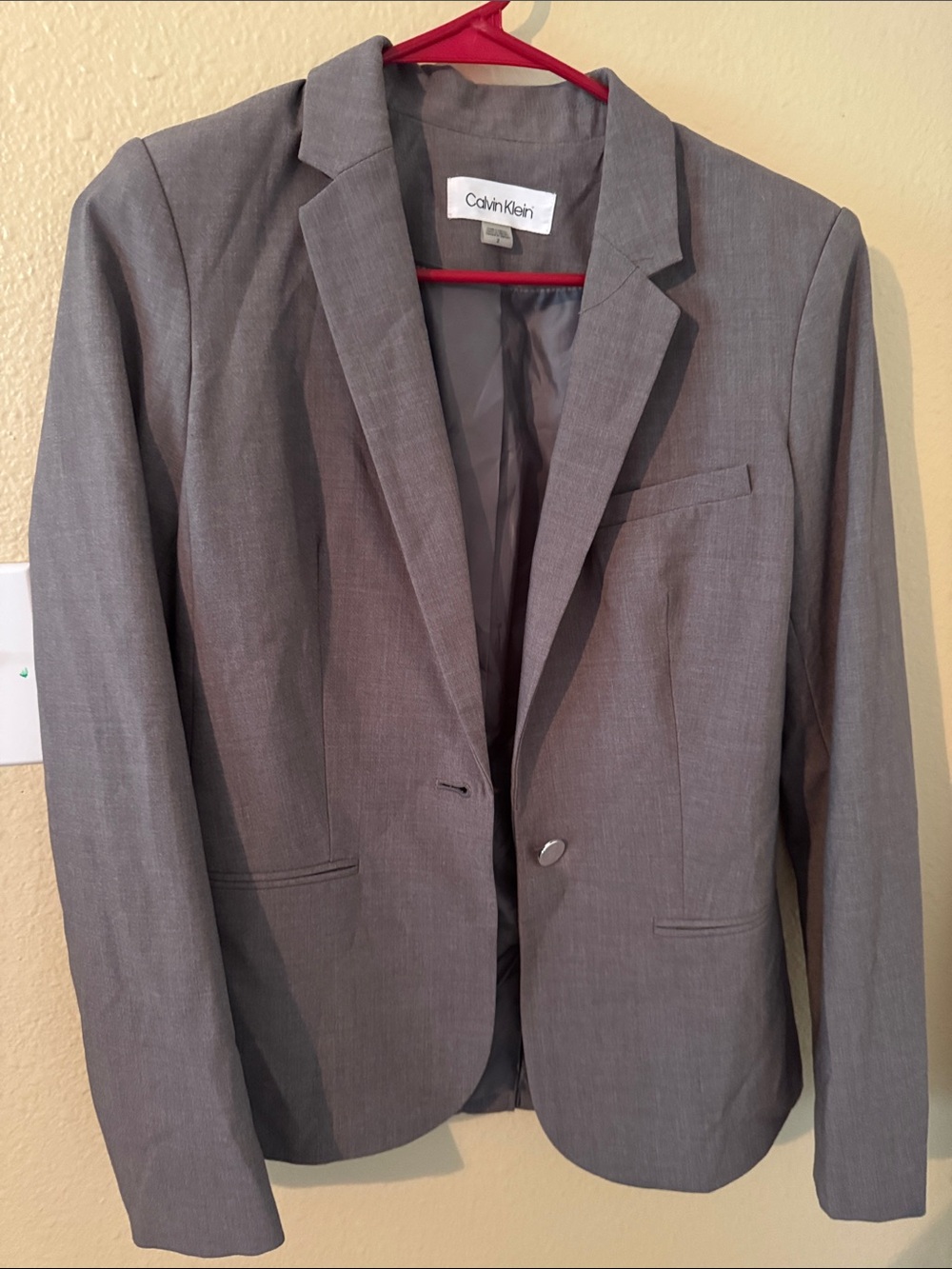 Calvin Klein Women’s  Charcoal Gray Single-Button Blazer